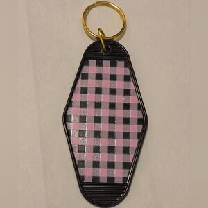 Hand Crafted Pink and Black Checkered Key Holder